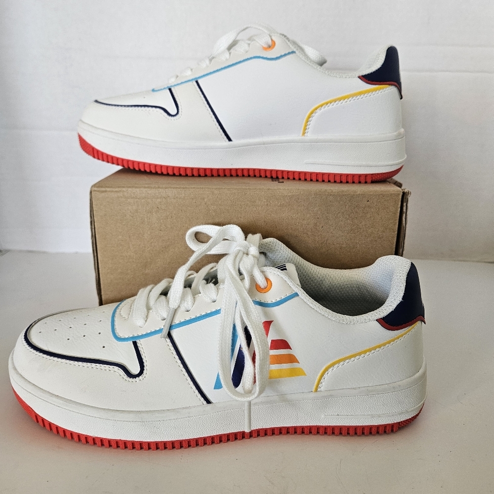 ALDI Gear Women's Multicolor White Sneakers Shoe Size 7 Aldi Logo NWB